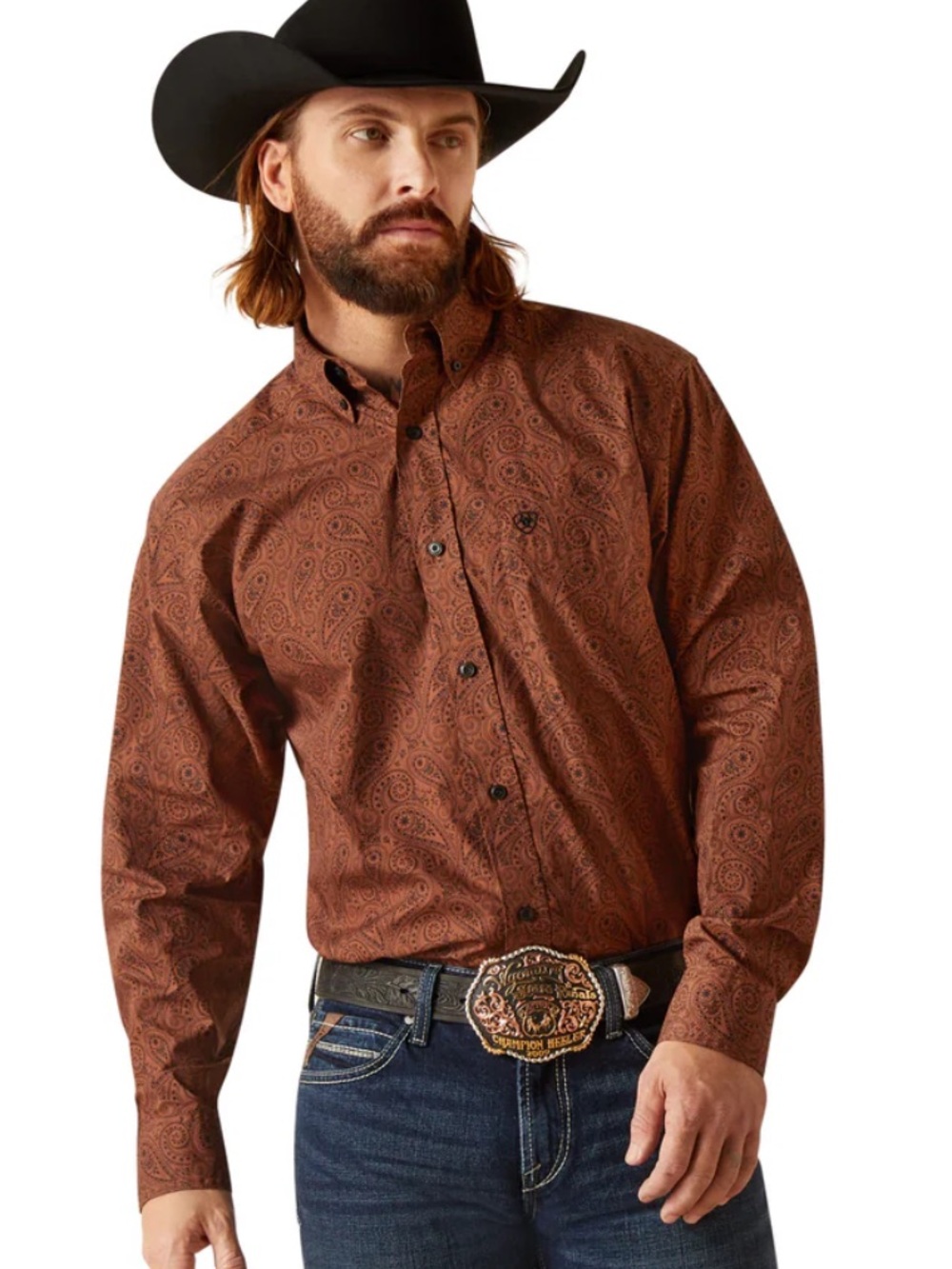 Ariat Nicky Paisley Western Button Down Shirt Brown Size XXL